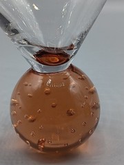 Vintage 90’s Set Of 2 Orange Glass Ball Stemless Martini Glasses