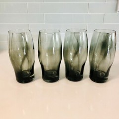 LIBBEY PERCEPTION BLACK/SMOKE SWIRL ICED TEA GLASSES 6-1/2″ – 4 TOTAL