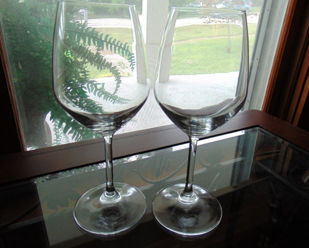 Bormioli Rocco MAGNESIUM Crystal Water Goblet Set of 2 Signed 8 3/8 in