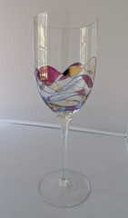 Set Of 6-Multi-Color Stained Glass Mosaic Wine Water Glasses – 10 5/8″ x 3 1/2″
