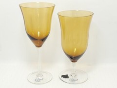 Qualia Crystal Glassware Meridian Goblet and Iced Tea Set Glasses, Smoky Finish