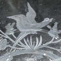 Wildlife Geese & Deer Etched Crystal Lowball Tumblers 6pc Set c1980s Germany 4″t