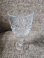 Libby Hobstar Stem Heavy Cut Wine Goblet Drinking Glass 12oz Vintage 7 in Clear