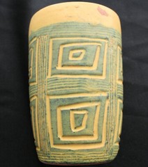 Vintage PUERTO RICAN POTTERY Yellow Green Tumbler Hal Lasky
