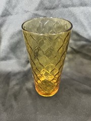Set of 8 Vintage Anchor Hocking Amber Glasses Honeycomb 6.25″ Tall 14oz.