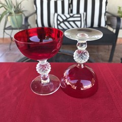 Set of 2 Morgantown Golf Ball Ruby Red Liquor Cocktail Glasses