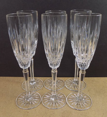 6 Mikasa Crystal Old Dublin Champagne Flutes Glasses 8-7/8″ Tall VGC