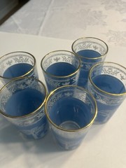 13pc Vintage Jeanette Hellenic Wedgwood Blue Pitcher Tumblers Juice Glasses