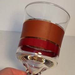 Libbey Brandywine Pattern Goblet Glass 6.25in Tall Brown Maroon Gold Vintage
