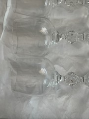 Bohemian Crystal Claudia 6.5” Wine Glasses Faceted Prism Ball Stem Set of 3