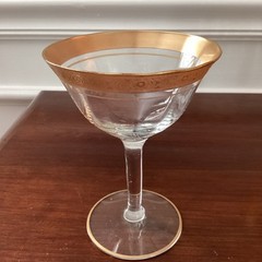Tiffin Franciscan RAMBLER ROSE Gold Encrusted Champagne Tall Sherbet Glasses (4)