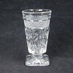 Set Of 2 Imperial Cape Cod Clear Square Footed Juice Glasses Vintage 5.25″ High