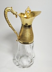 Italian Crystal Decanter Gold Plated Made In Italy Vintage