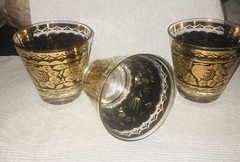 Stunning George Briard MCM24K Gold Floral/Scroll OldFashion LowballGlassesSet 3