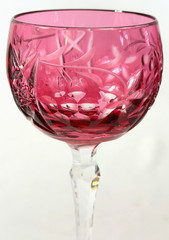Vintage Beyers Cranberry Cut to Clear Crystal Hock Wine Glass