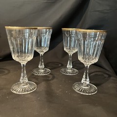 oscar de la renta crystal Dresden Pattern 4 Water Goblets 7 1/2 In Discontinued