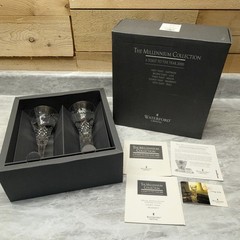 2 Waterford Crystal Millenium Collection «Prosperity» Toasting Flutes 4th Toast