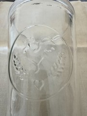 Vintage Clear Glass Tumbler Rooster Wheat Heart Embossed Farmhouse Cup 4.5 Inch
