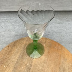 Green Glass Goblet Stemware Vintage Glass wine cocktail glass mcm