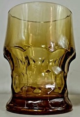 Set(2) Vintage Anchor Hocking Georgian Amber 8oz Glass Tumblers Honeycomb Panel