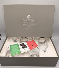 Cristalleria Fratelli Fumo Italian Crystal Goblets Gold Rim Set of 4 w Box
