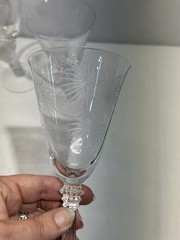 Set of 4 Fostoria Lido Crystal Water Goblet Scepter Stem Palm Leaves Etched 7.5”