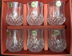 J.G. Durand Longchamp Cristal d’Arques 2 oz Crystal Set of 6 Shot Glasses New