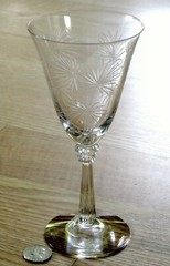 Set of 2 Fostoria Lido crystal water goblet scepter stem palm leaves etched