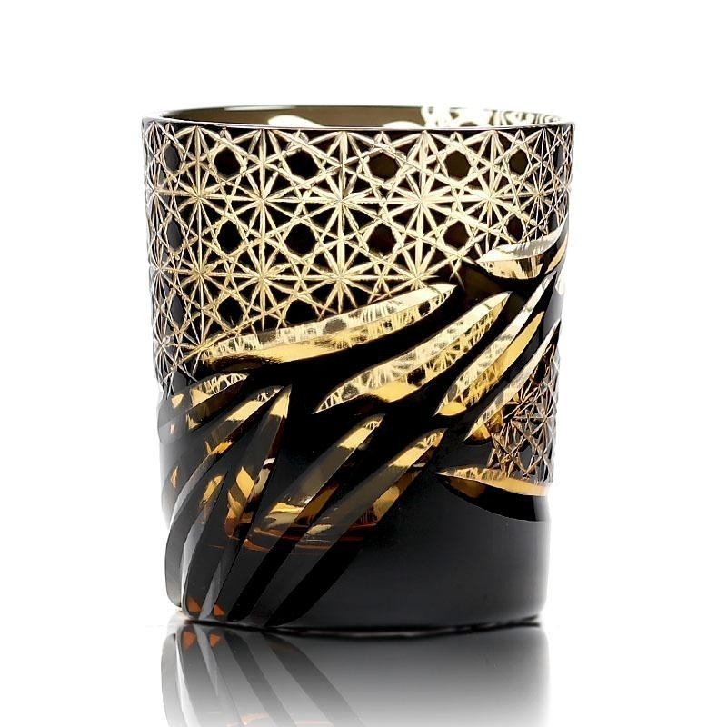 Crystal Glass Whiskey Glass Tumbler Edo Kiriko Drinkware Hand Cut Clear 9oz