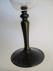 Set 8 Vintage France Luminarc Black Swirl Optic Glass Wine Goblets Stems!!