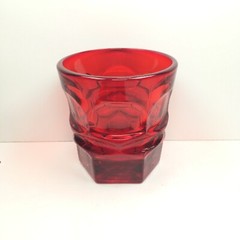 Fostoria Argus Ruby Old Fashioned Glass 3-7/8″ Vintage MCM Red Barware USA