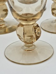 Vintage Sweden Crystal Gulli Ingrid Skruf Amber Gold Set/6 Sorbert Glasses 4.5”