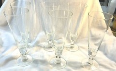 MCM 6 Atomic Starburst Pilsner Drinking Glasses Vintage Etched Glass