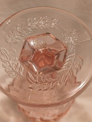 Vintage L.G. Wright Glass Madonna Inn Pink Wild Rose Water Goblet 6.5″