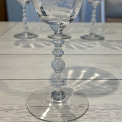 4 Beautiful Vintage Cambridge Glass Diane Pattern Floral Etched Goblets 7 1/8”