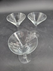 Elegant Set of 3 Krosno Poland Crystal Martini Cocktail / Glasses 6.5″ T X 4.5 D
