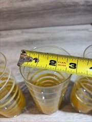 Vintage MCM Yellow Striped Drinking Glasses Lot of 4 Highball Retro Summer Cool