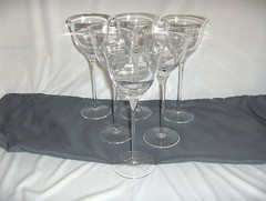 6 Vintage Crystal Glass Water Wine Goblets 9.50″ Frosted Ripples NICE
