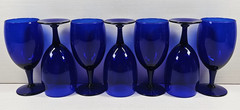 7) Pier 1 Cobalt Blue Iced Tea Glass Set Elegant Stemware Drinking Bar P1C13 Lot