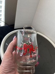 Holly And Ribbon Gold Rimmed Christmas Holiday Glasses Set Of 2 Tumblers 5.5”