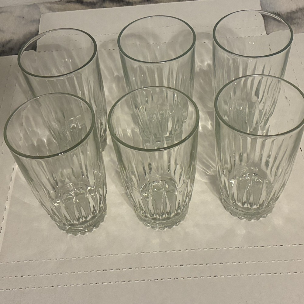 6 Libbey DuraTuff Gibraltar Glasses Panel Glass Tumblers 5 1/2″ Vintage Thick