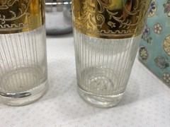 CULVER STARLYTE Highball  4 vintage Glasses w/Ornate 22K Gold Bands.WEAR ON GOLD