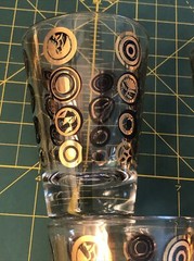 Vintage 4 Retro 4oz Clear Glass Drinking Glasses Gold & Black Abstract Design