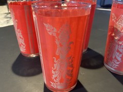 5 Siam Thai Goddess Mid century Modern Orang/red And Gold 5 Inch Glass Tumblers