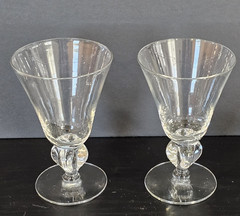 2- Vintage Swedish Gulli Ingrid Water/Wine Goblets 4 Lobe Stem MCM 1960s Discont