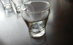 Rare set vtg 4 Dominion wavy clear fountain soda shop glassware shot glasses 2″