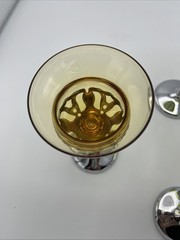 Stemmed Farber Bros Krome Kraft Cambridge Glasses Amethyst Green Amber Set of 4