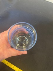 MCM Highball Glass Tumbler 16oz. Clear W Periwinkle Blue Stripes 6.5″ Thick Base