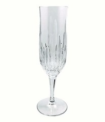Crystal Champagne Flute Glass Vertical Cuts Clear Stemware 7 3/4