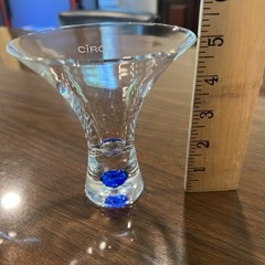 Pair Ciroc Martini Cocktail Glasses w/Blue Bubble Base | Etched Logo